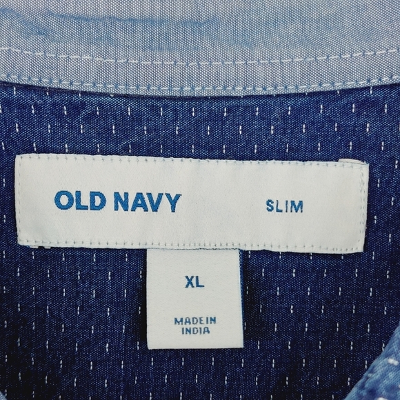 NEW Old Navy Men's Slim Short Sleeve Blue 100% Cotton Button Down Shirt P2396 - Picture 5 of 9